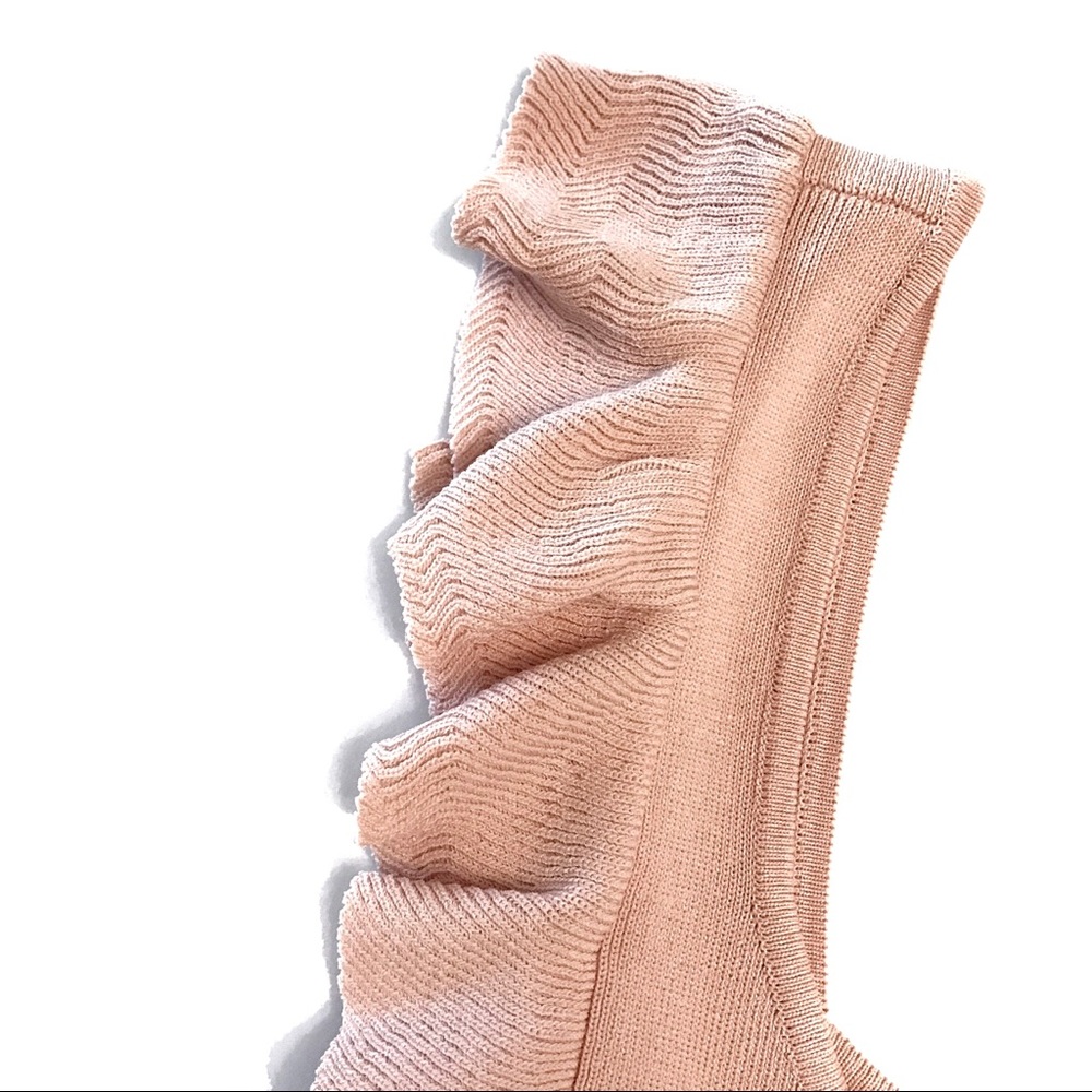 🎉HP🎉 bebe Pastel Pink Sleeveless Cropped Sweater Top with Ruffles - Picture 7 of 8